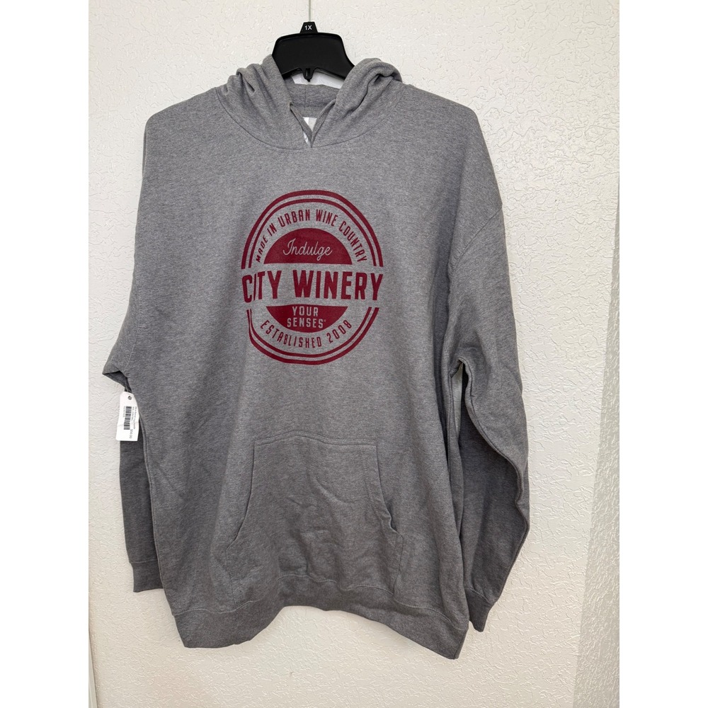 City Winery Wine Barrel Logo Hoodie Pullover Sweatshirt Gray Adult 2XL NWT - Picture 1 of 4